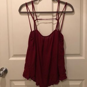 Burgundy flowy top with straps